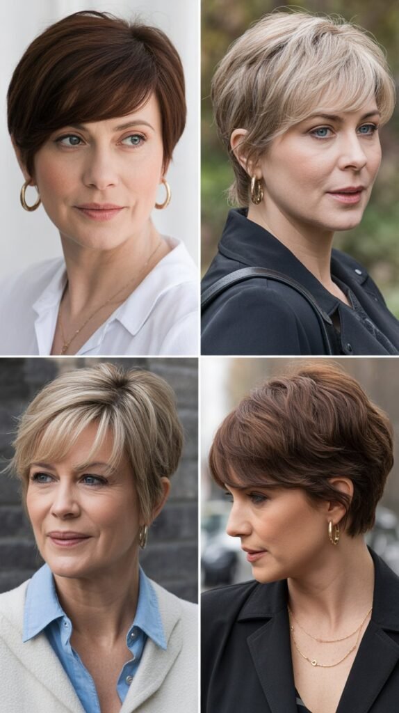 Side-Swept Pixie with Long Bangs