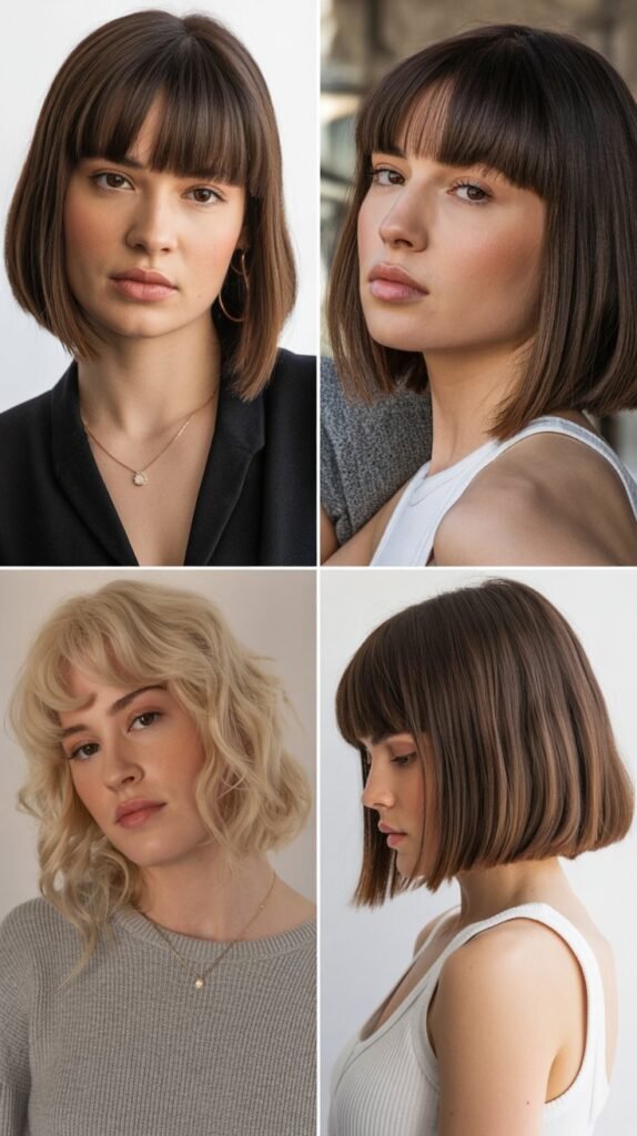 Sleek Lob with Pin-Straight Bangs
