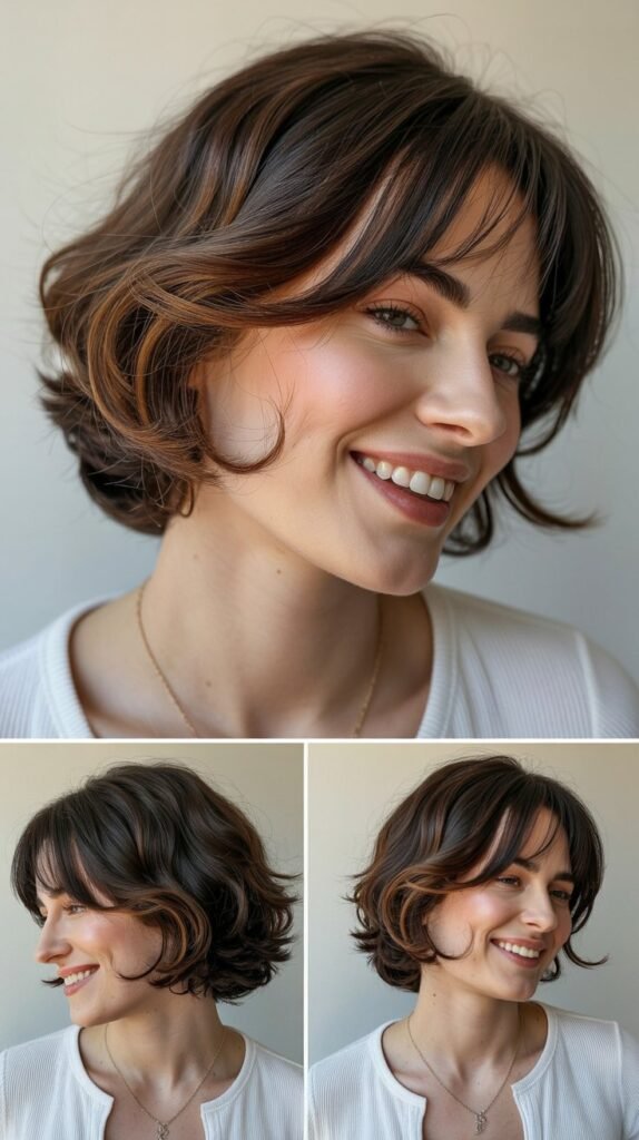 Soft Rounded Cut with Wispy Curved Side Bangs