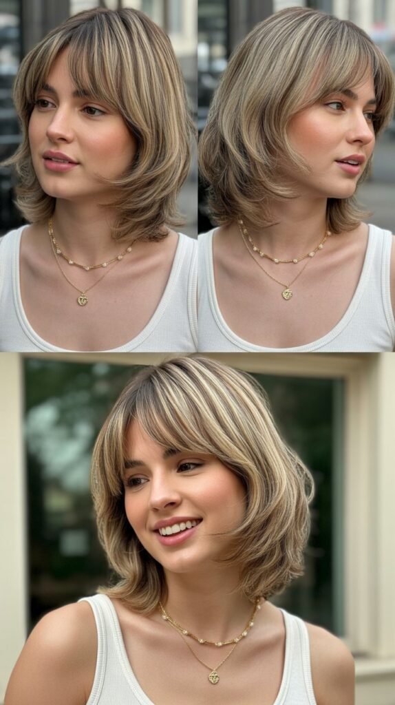 Stacked Layers with Micro Curtain Bangs