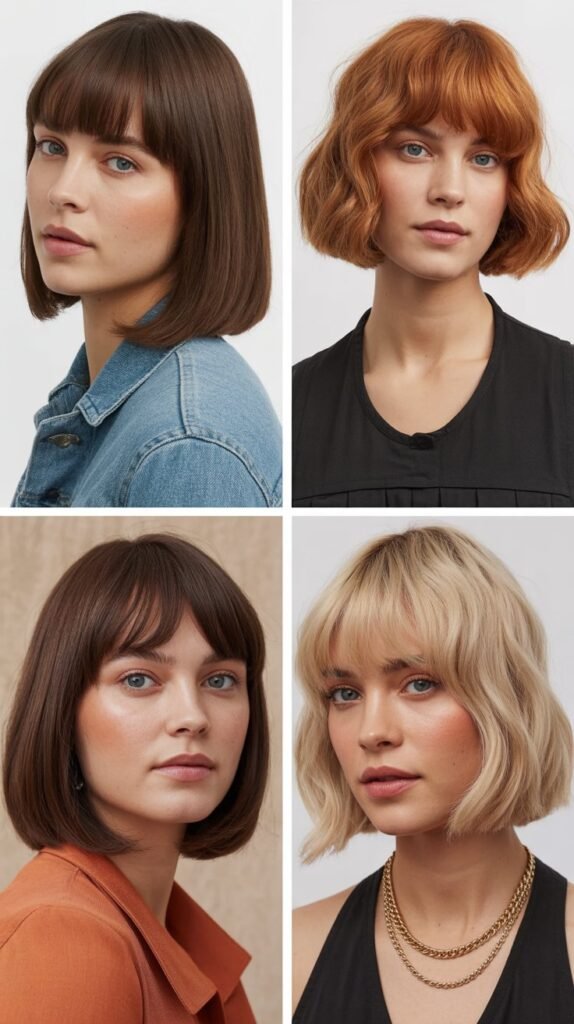 Straight Bob with Shorter Curtain Bangs