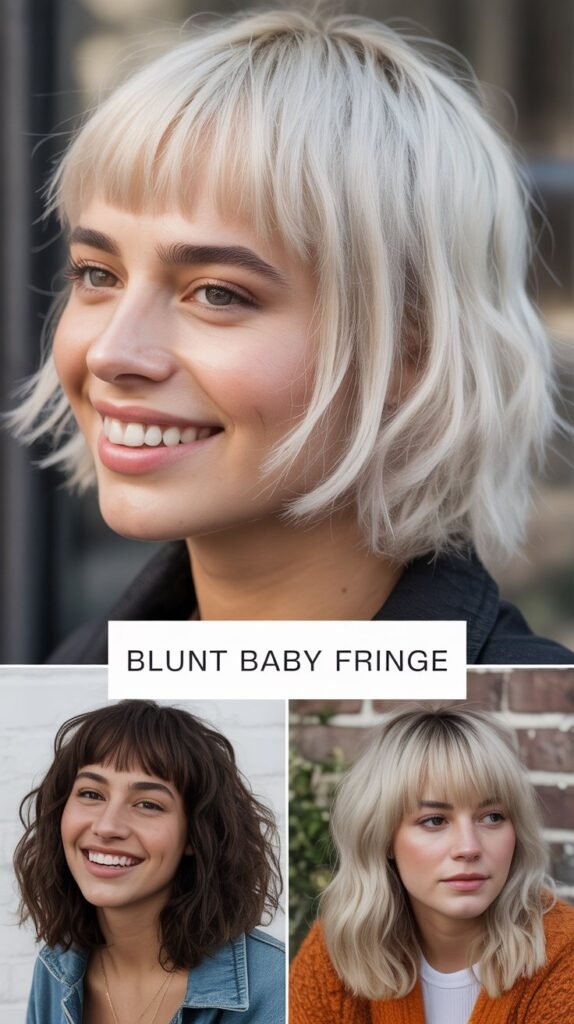 . Blunt Baby Fringe with Icy White Blonde
