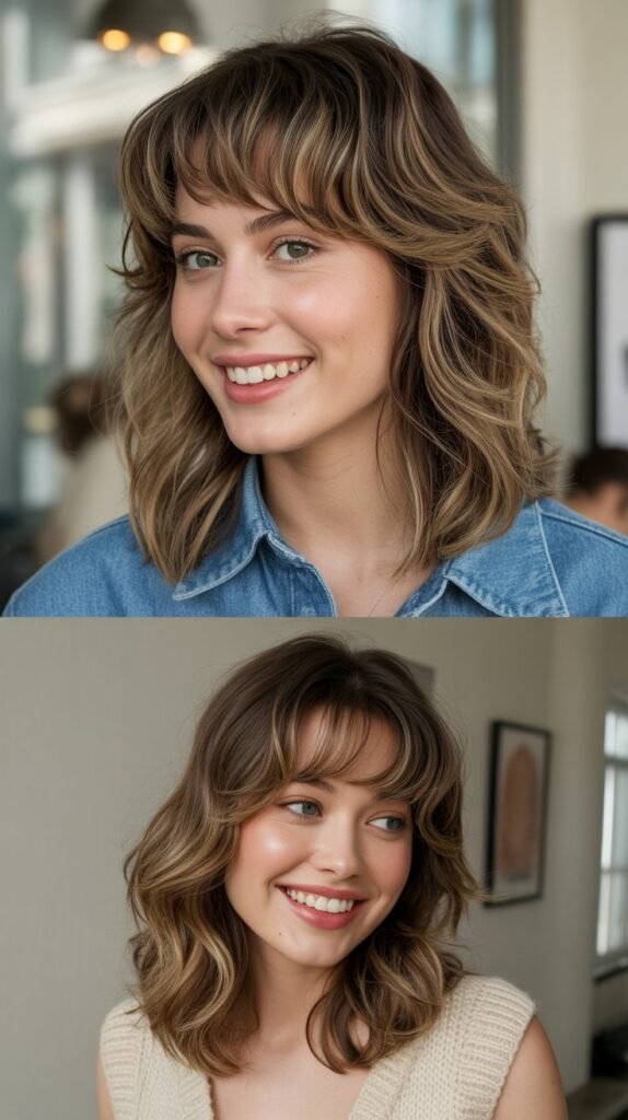 Textured Bangs with Lived-In Layers