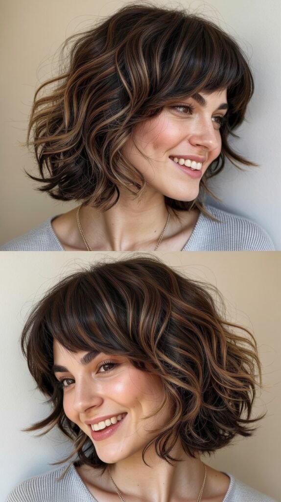 Textured Lob with Swooped Fringe