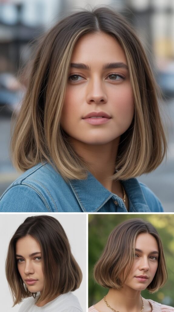  The Long Bob with Face-Framing Highlights