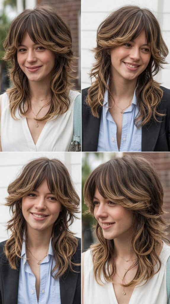 Tousled Layers with Long Side-Parted Bangs