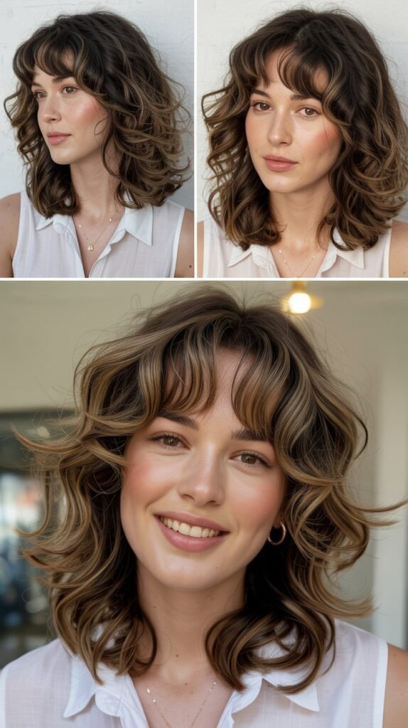 Tousled Medium Waves with Piece-y Bangs