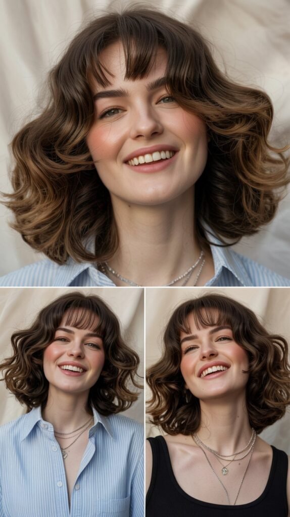 Voluminous Blowout with Side Part Bangs