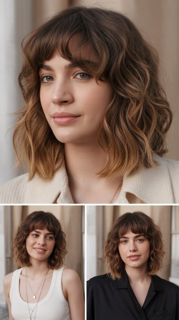 Wavy Lob with French Girl Bangs