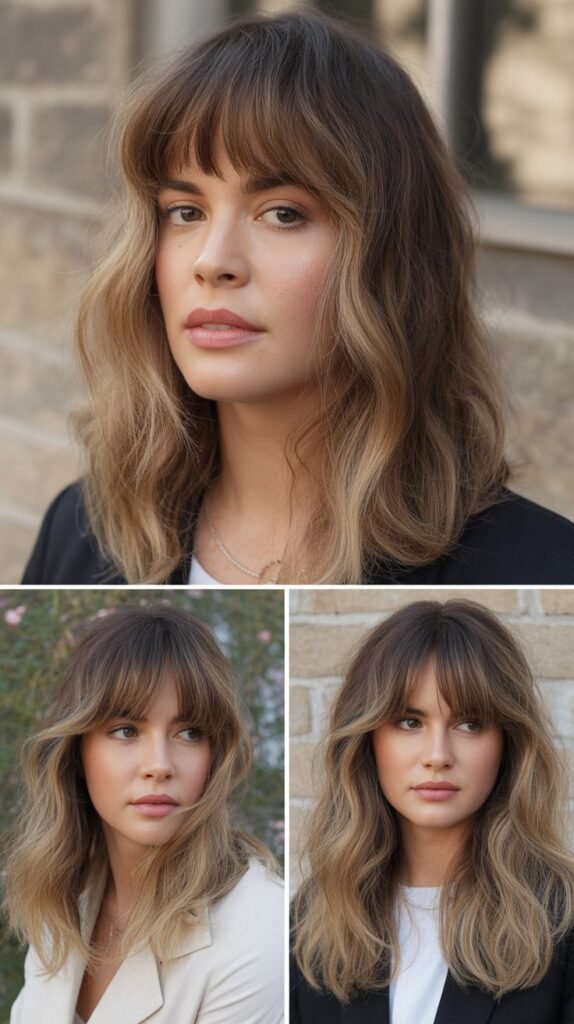 Wispy Bangs with Balayage Highlights