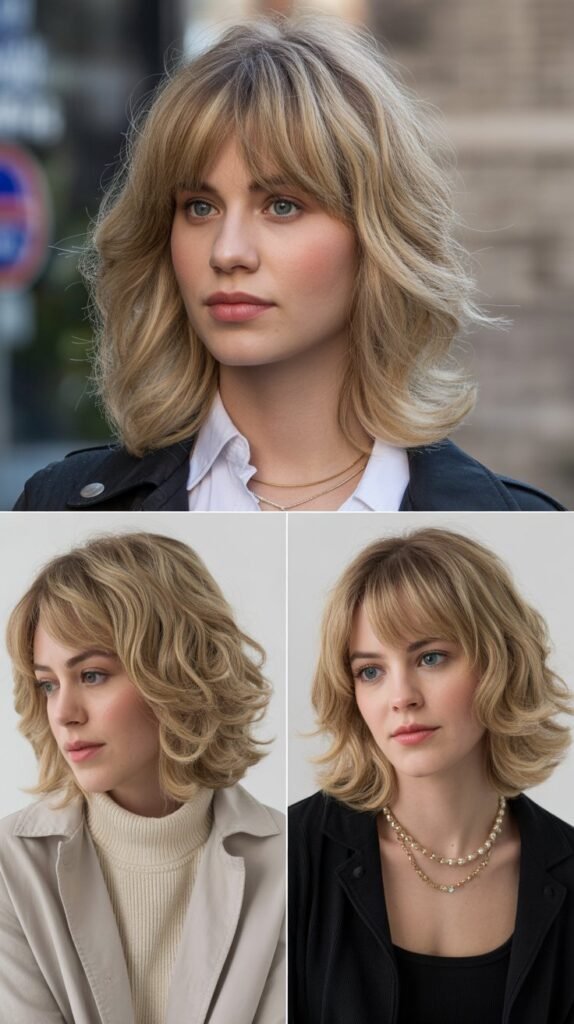  Wispy Bangs with Buttery Blonde Layers