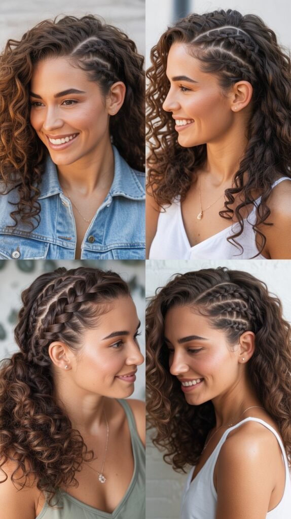 Waterfall Braid with Natural Curls