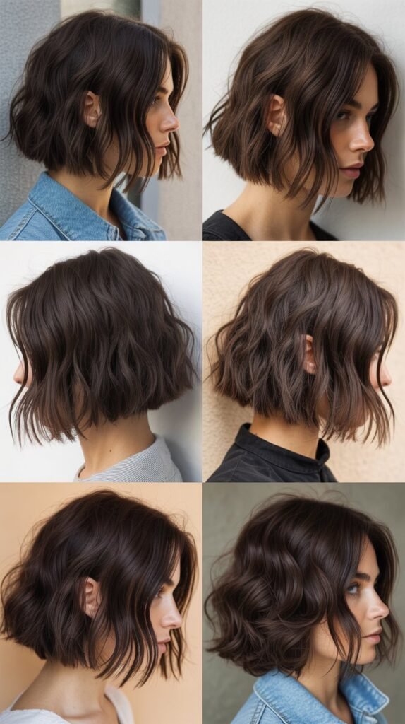 Textured Dark Chocolate Bob with Choppy Layers