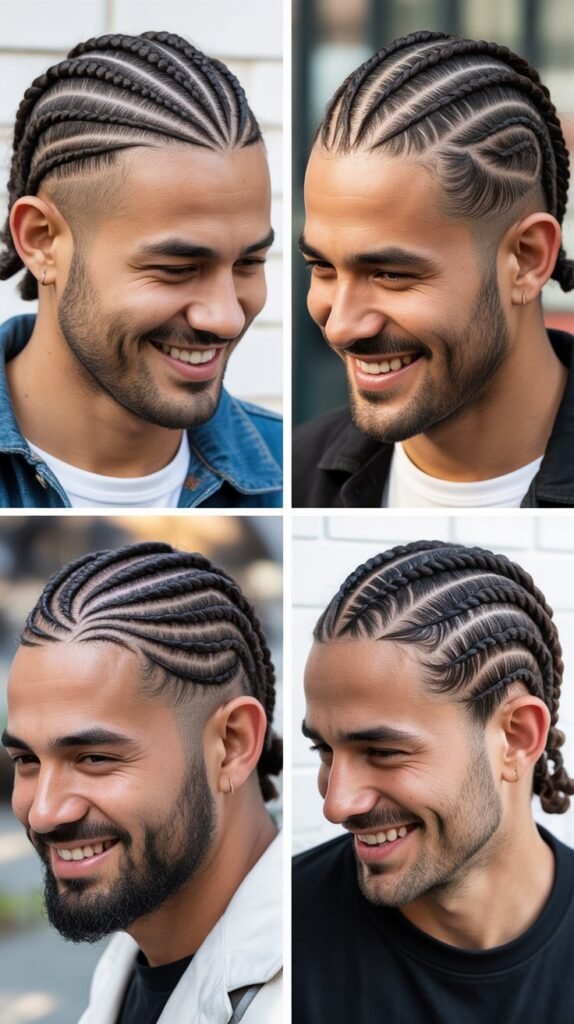 . Cornrows with Shaved Designs