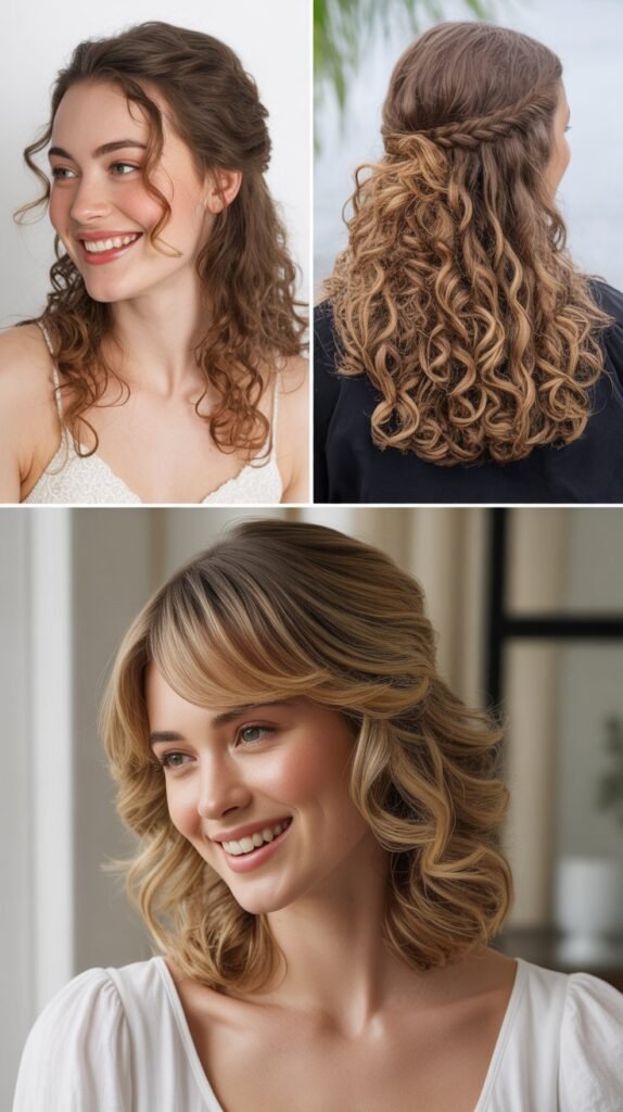 Cascading Half-Up Half-Down Curls