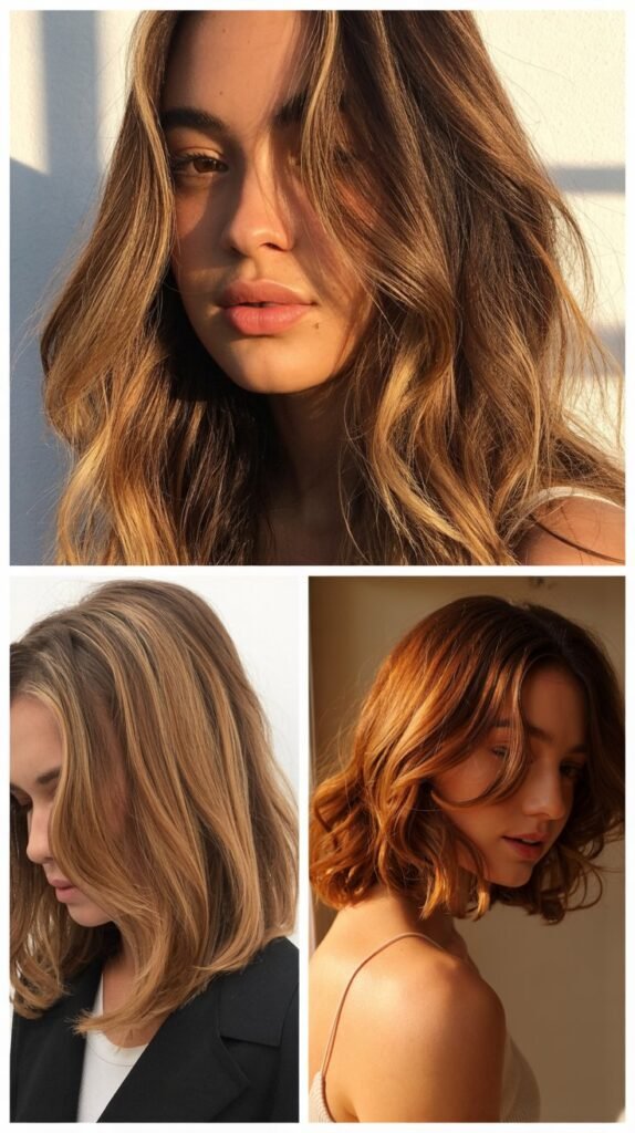 Caramel Highlights in Different Lighting