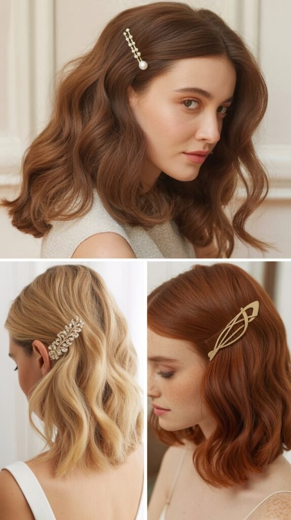  Loose Romantic Waves with Side Pin Detail
