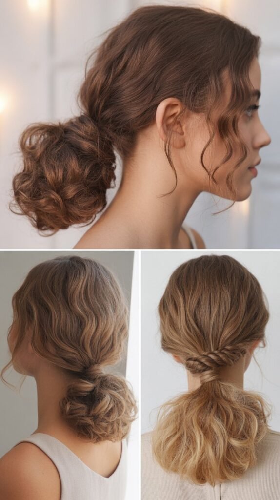Romantic Low Ponytail with Curly Wrap