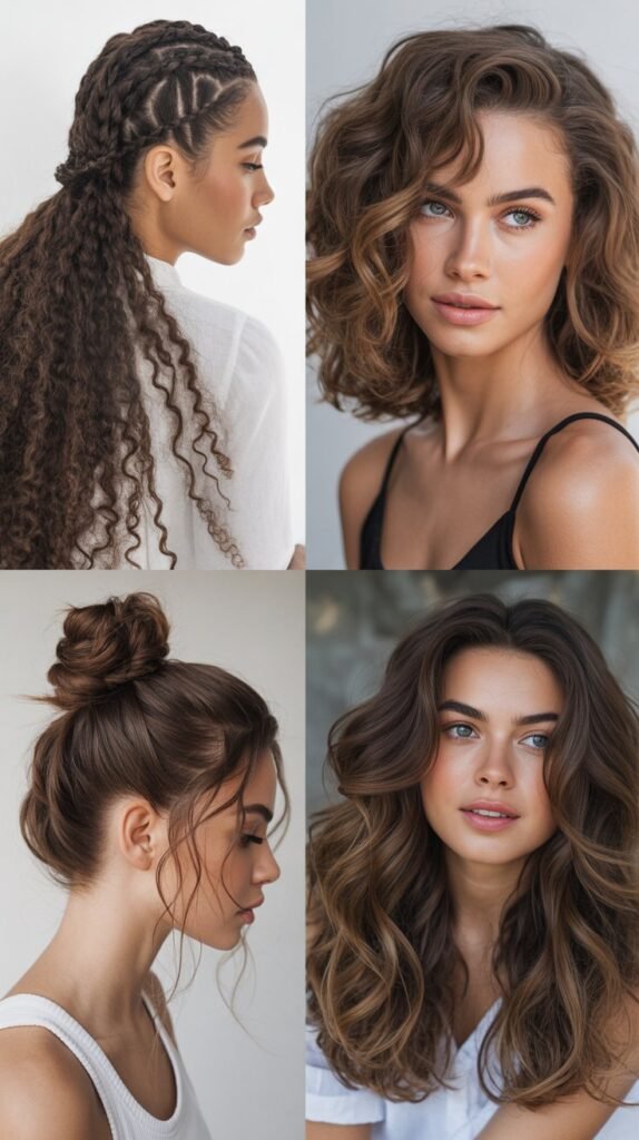 Braided Waterfall into Loose Curls