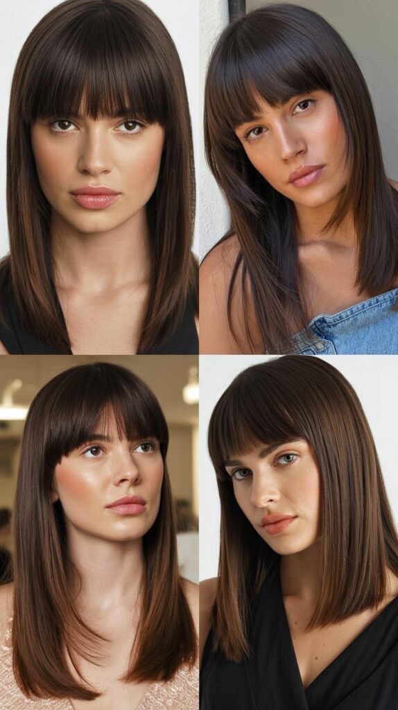 Pin-Straight Bangs With Long Sleek Hair