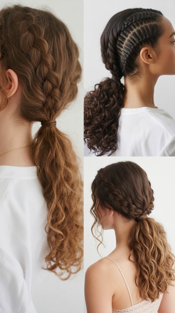  Braided Ponytail with Curly Ends