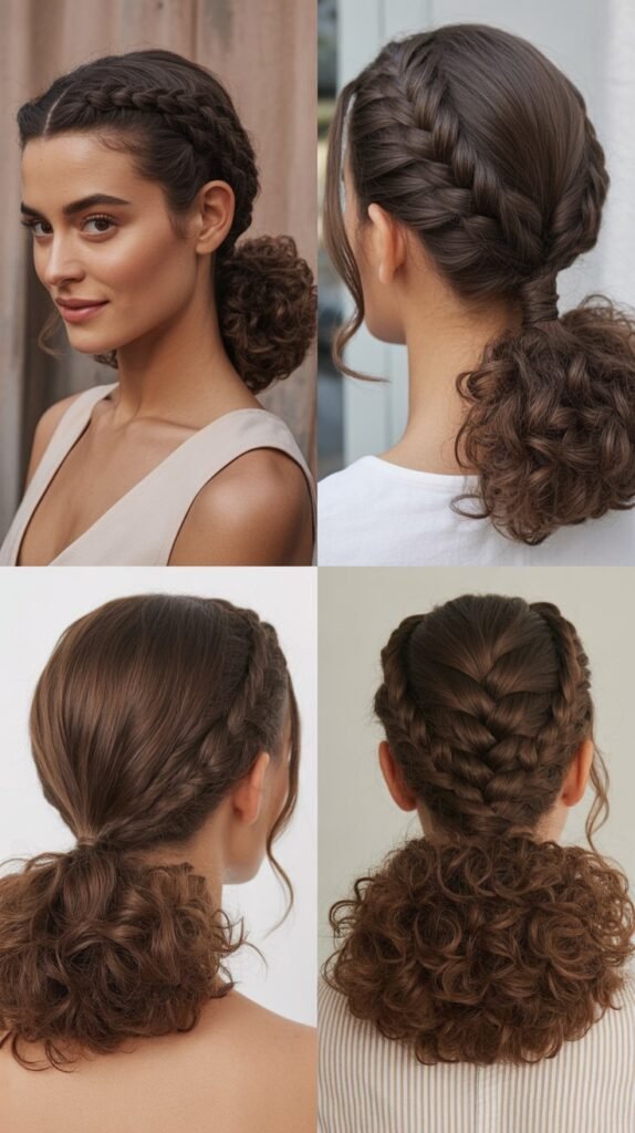 Braided Low Ponytail with Curly Volume