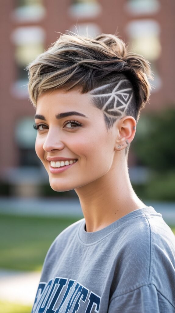 Pixie with Shaved Patterns