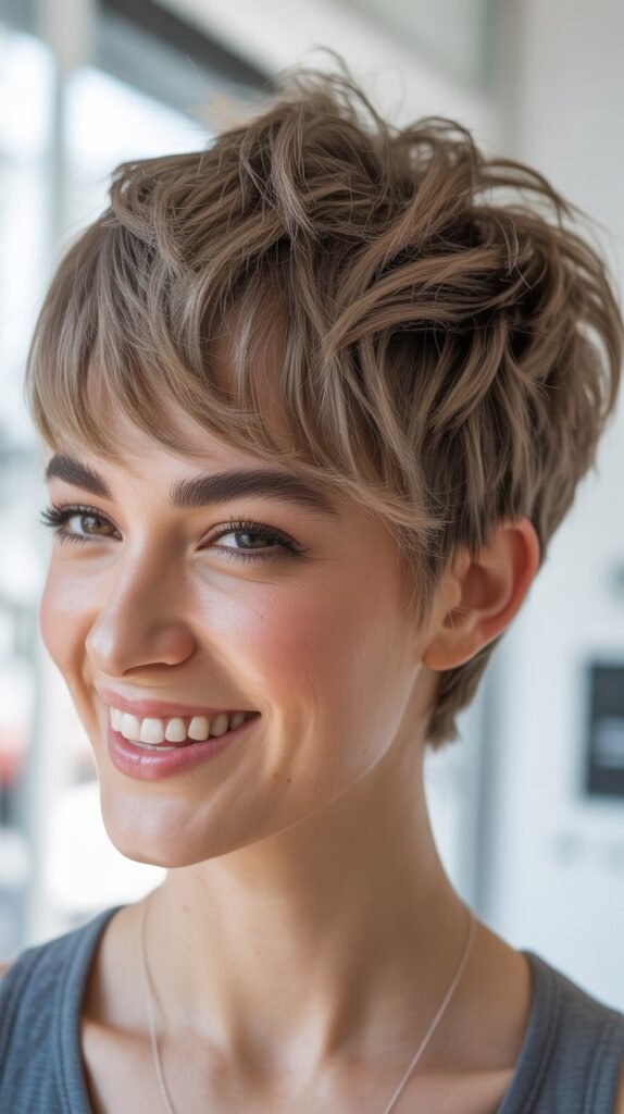 Wispy Bangs With Disheveled Pixie Layers: Intentional Messiness