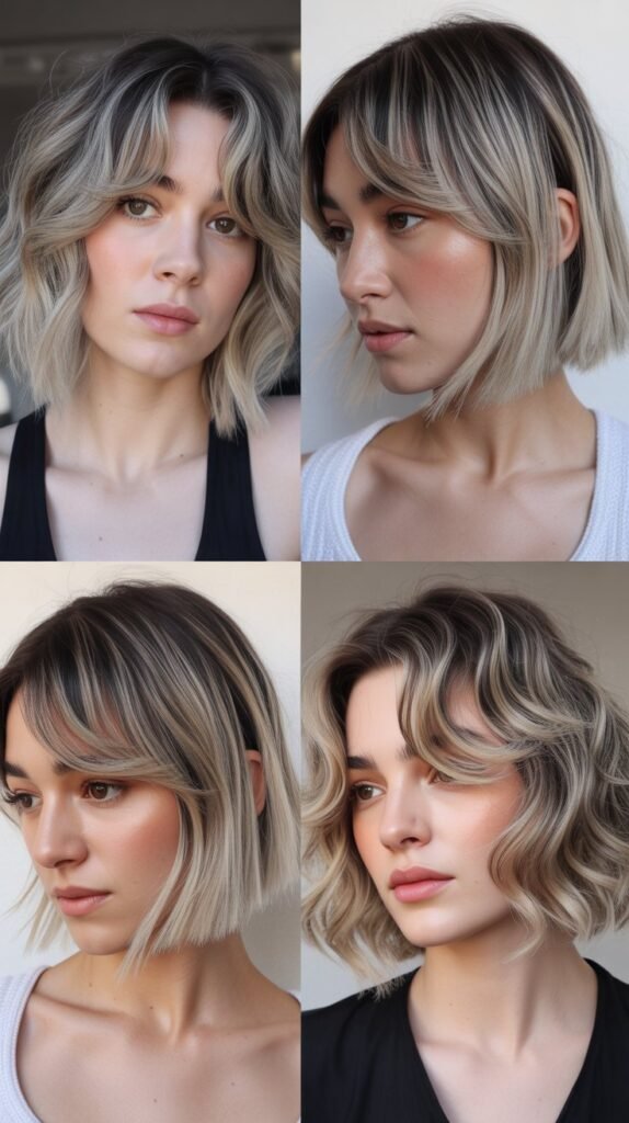 Piecey Side-Swept Bangs With Steel-To-Cloud Ombre Medium Bob