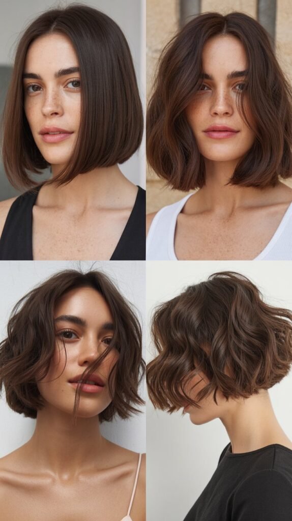 Dark Chocolate Brown Asymmetrical Bob