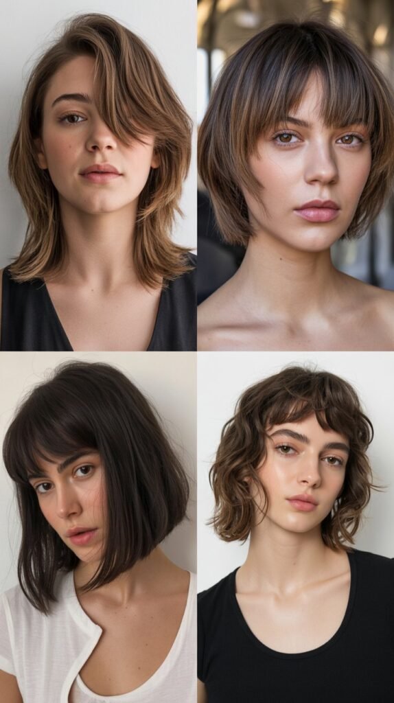 Asymmetrical Bangs With Angled Layers