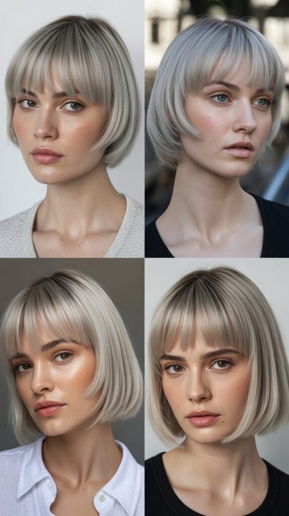  Blunt Bangs with Silver Bob