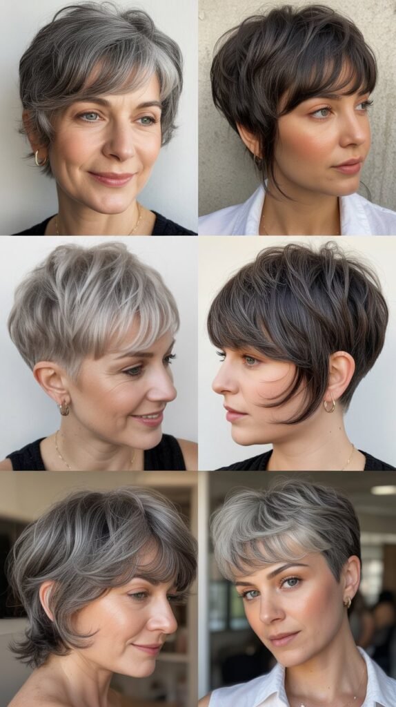  Choppy Bangs with Gray Pixie
