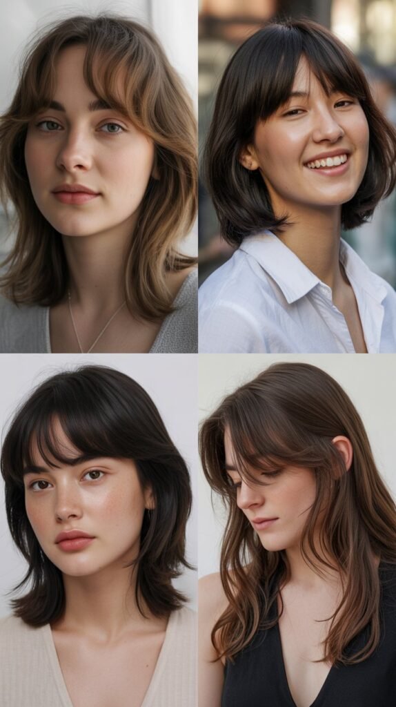 Korean-Style Wispy Bangs With Straight-Across Layers