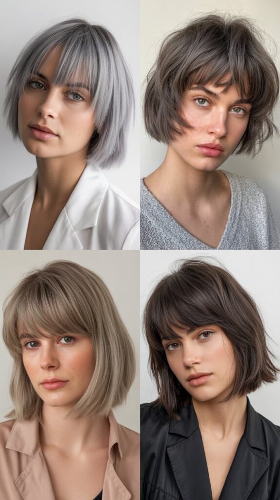 Choppy Bangs with Gray Bob