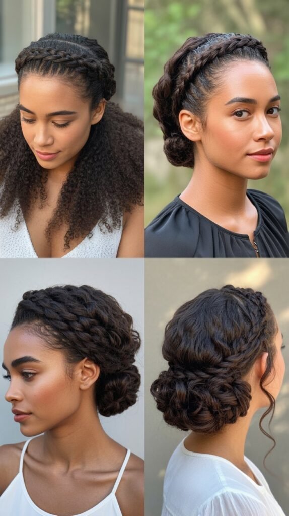 Braided Halo with Tucked Curls