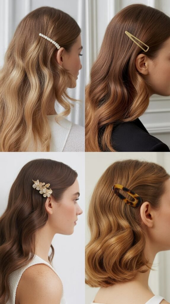 Side-Swept Loose Waves with Hair Clip