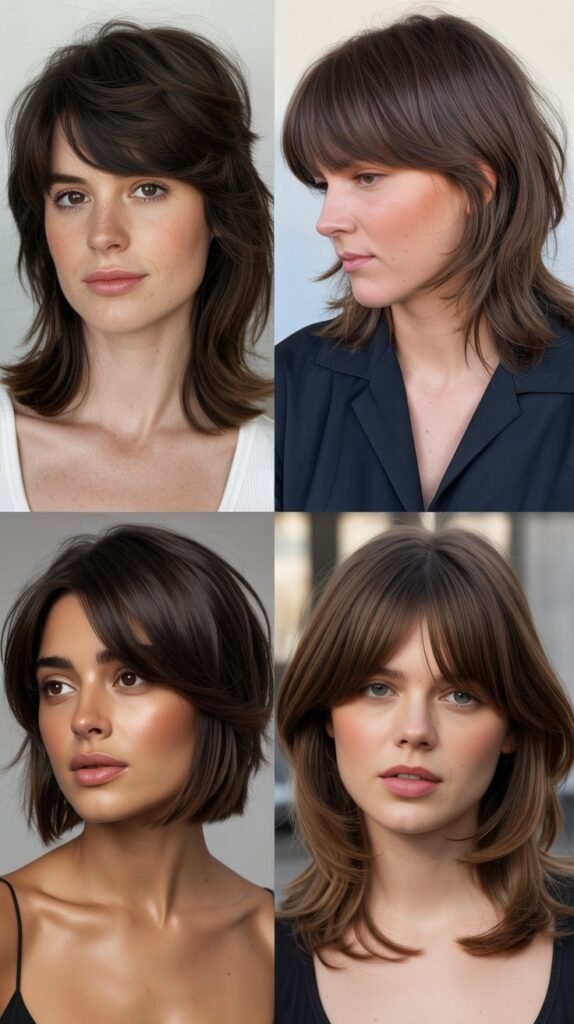 Tapered Side Bangs With Graduated Layering