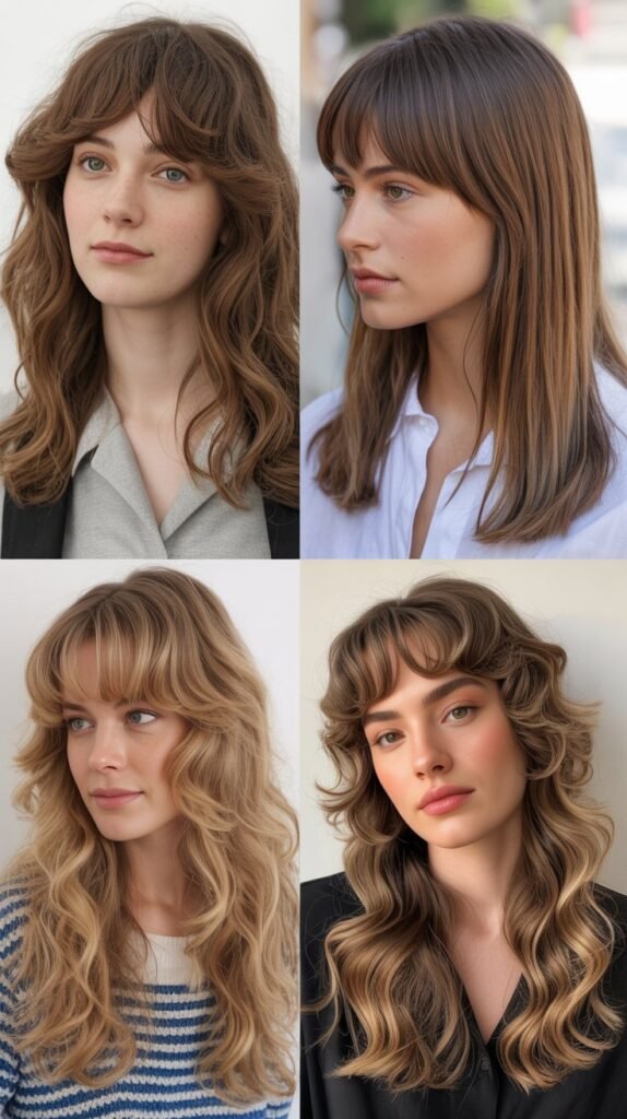  Rounded Soft Bangs With Long Graduated Waves