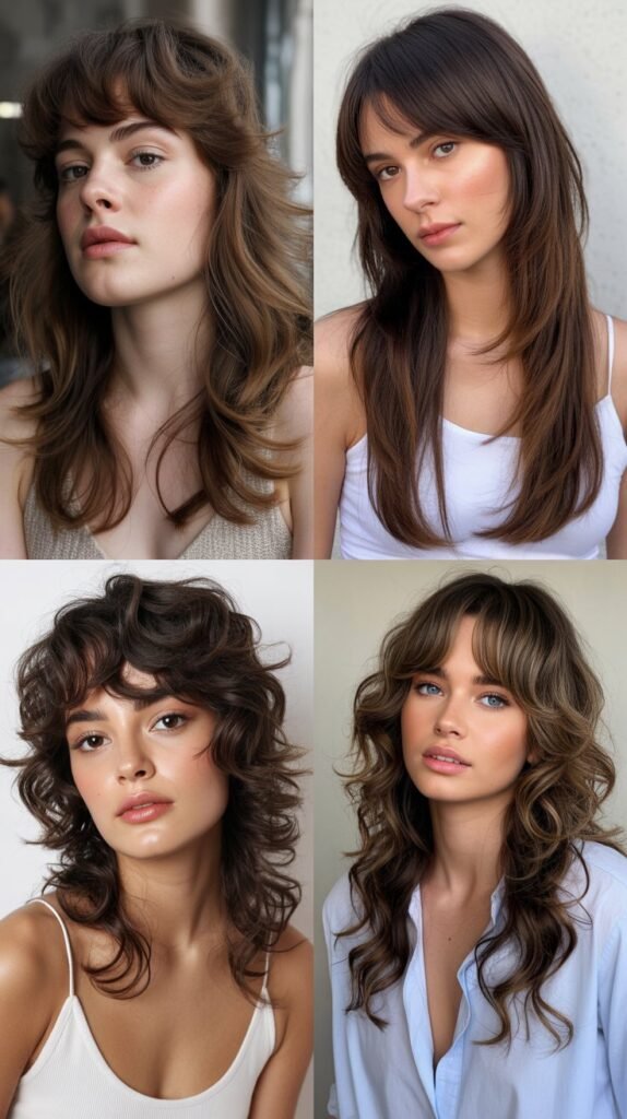 Textured Bangs With Long Cascading Layers