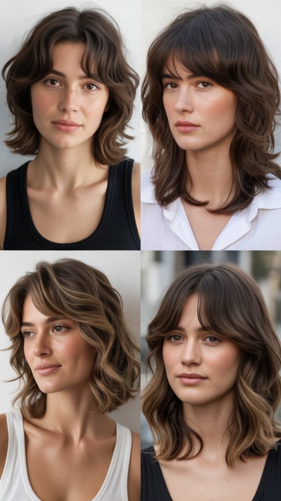 Wispy Curtain Bangs With Layered Lob Cut