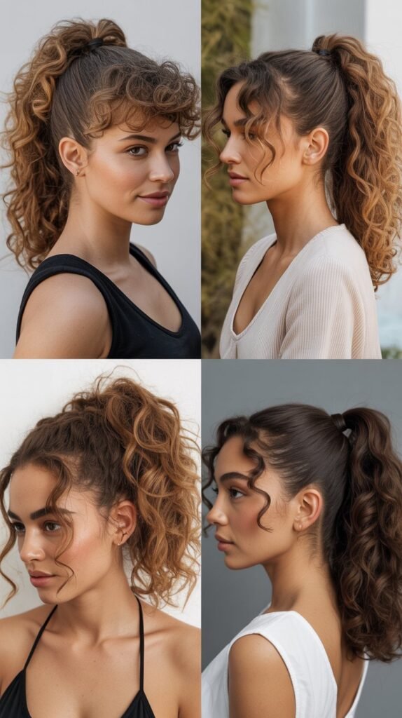  Loose Curly Ponytail with Face-Framing Pieces
