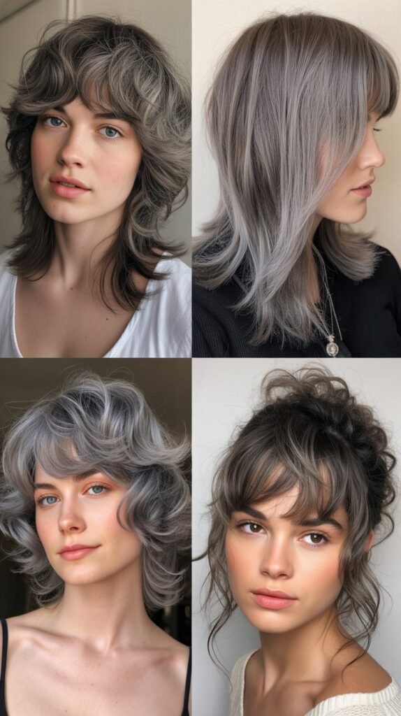 Choppy Bangs with Gray Shag