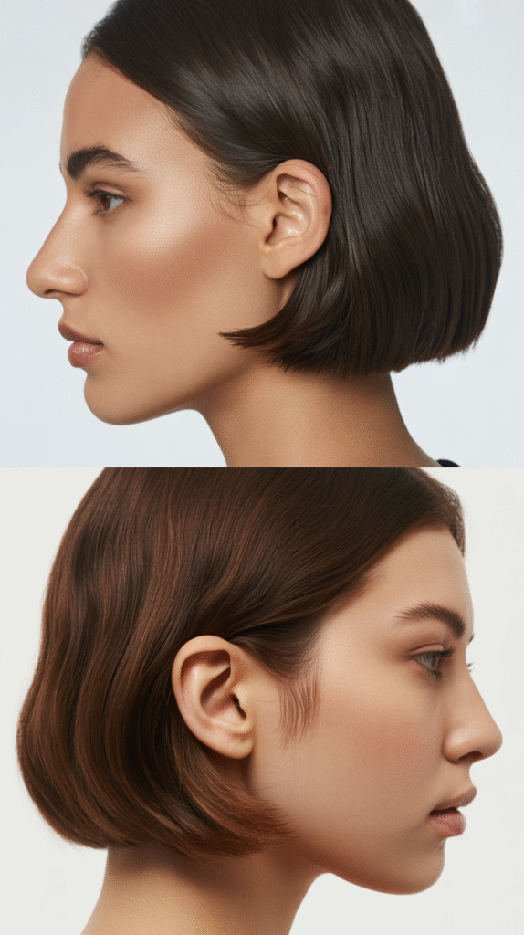  Blunt Cut With Tucked Behind Ears