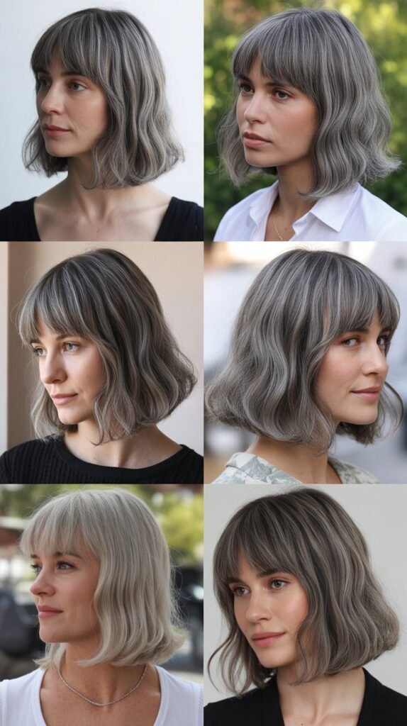 Blunt Bangs with Gray Lob