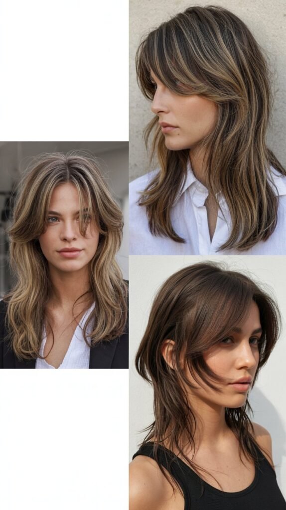  Razored Side Bangs With Long Textured Hair