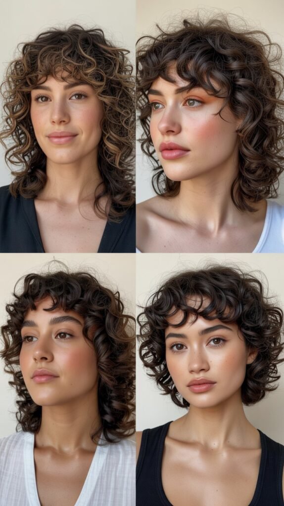 The Curly Bottleneck Bangs