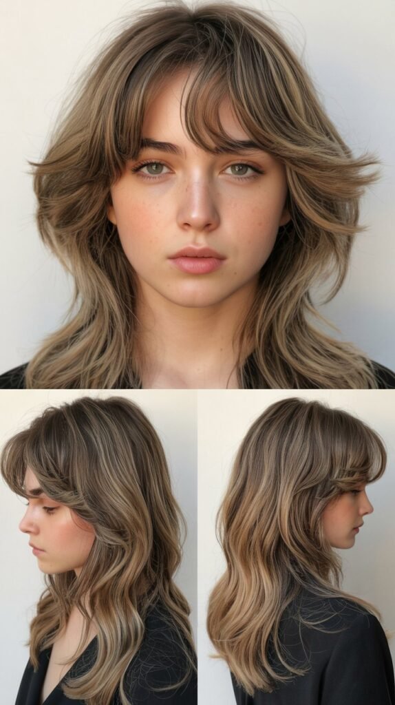 Heavy Blunt Bangs with Amber Blonde Warmth