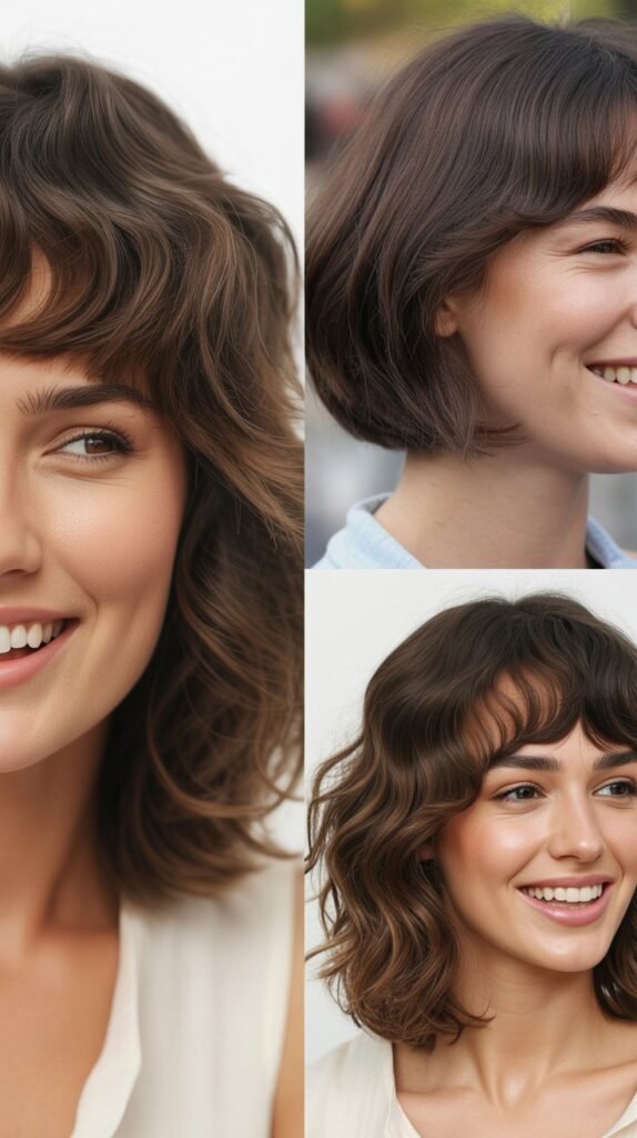 Textured Ends With Wispy Bangs: Cohesive Style Throughout