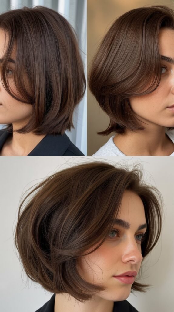  Dark Chocolate Brown Disconnected Bob